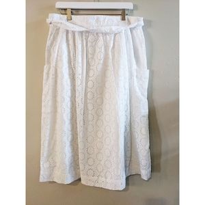 Lilly Pulitzer White Sunshine Eyelet Tie Waist Pier Midi Skirt
